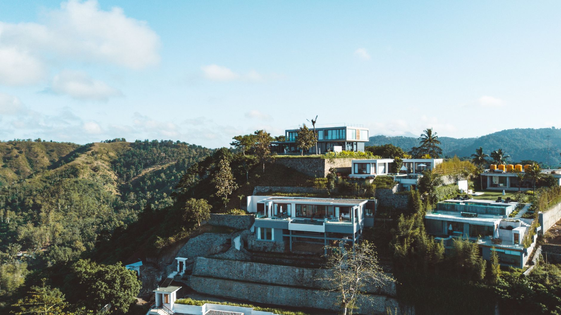 Architectural villa terrace with sea view