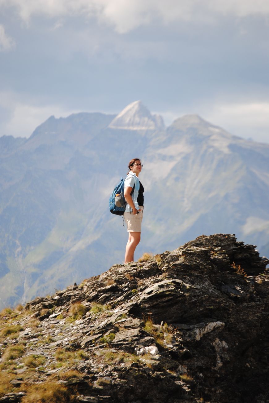 Hiking through remote alpine pass